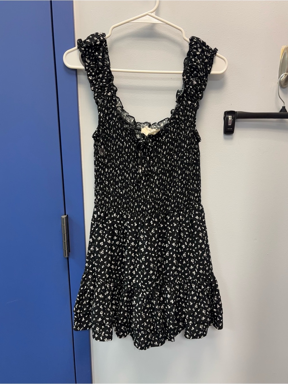 Aeropostale Black Floral Smocked Mini Dress